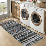 Garvee Boho Grey 2x6 Runner Rugs, Washable Distressed Geometric Printed Hallway Rug, Non-Slip Low Pile Area Rugs, Foldable Non-Shedding Carpet Runner for Kitchen, Laundry, Entryway, Gray - Gray
