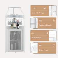 Garvee Corner Wine Bar Rack Cabinet with Detachable Wine Rack, Bar Cabinet with Glass Holder and Mesh Door, Liquor Coffe Bar Cabinet with Adjustable Shelves, ‎White