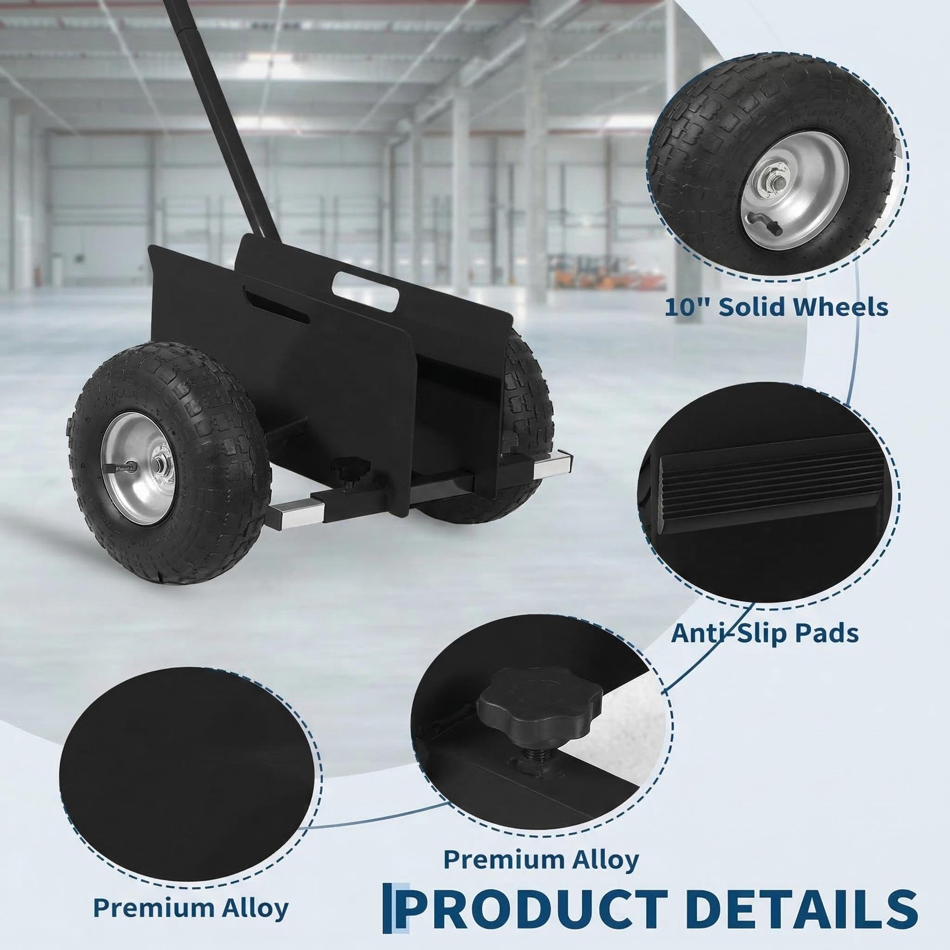 Garvee Heavy Duty Panel Dolly Cart – 660 lbs Capacity, Extended Handle, Sturdy Steel Construction, Sturdy Rubber Wheels – Ideal for Moving Drywall, Sheetrock, Plywood, Doors, Furniture – 2PC Black