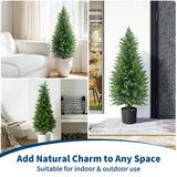 Garvee Artificial Cedar Topiary Trees Set of 2, 4FT Faux Pine Shrubs for Indoor Outdoor Decor, Black Pot, Realistic Green