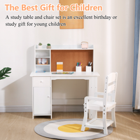 Garvee Kids Study Desk and Chair Set with Bookshelf, Bulletin Board, and Cabinets Perfect for Ages 3-8, White