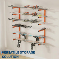 Garvee Heavy Duty Steel Lumber Storage Rack Set – 3-Tier Wall Mounted Organizer Shelf – 1200LBS Total Capacity – Space Saving for Garage, Rack, Workshop – Easy Installation – Orange – 4 Pack