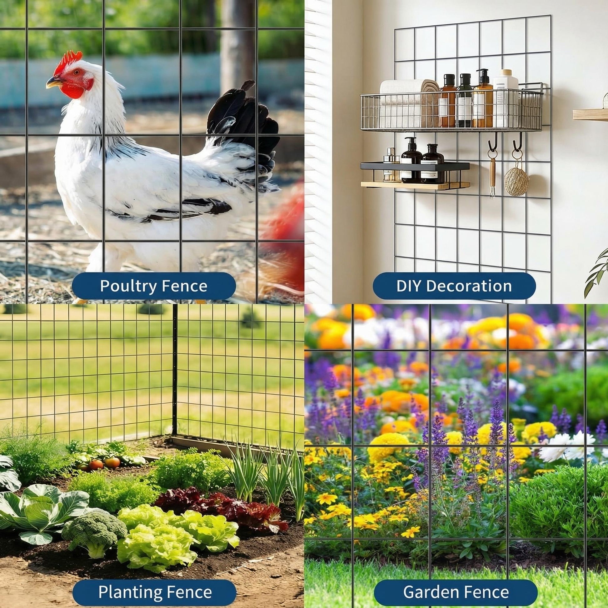 Garvee Wire Fence,24 Inch x 30 Foot,2x3 Inch 16GA,Garden Border Fencing Roll Vinyl Coating Metal Wire Mesh for Yard Vegetable Plant Protection Poultry Netting