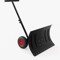 Garvee 29"W X 20"H Snow Shovel with Wheels for Driveway, 20" Wide Adjustable Snow Pusher with 5-Position Angle & Height Handle, Ergonomic Back-Saving Snow Removal Tool for Sidewalks, Yards & Patios - Black