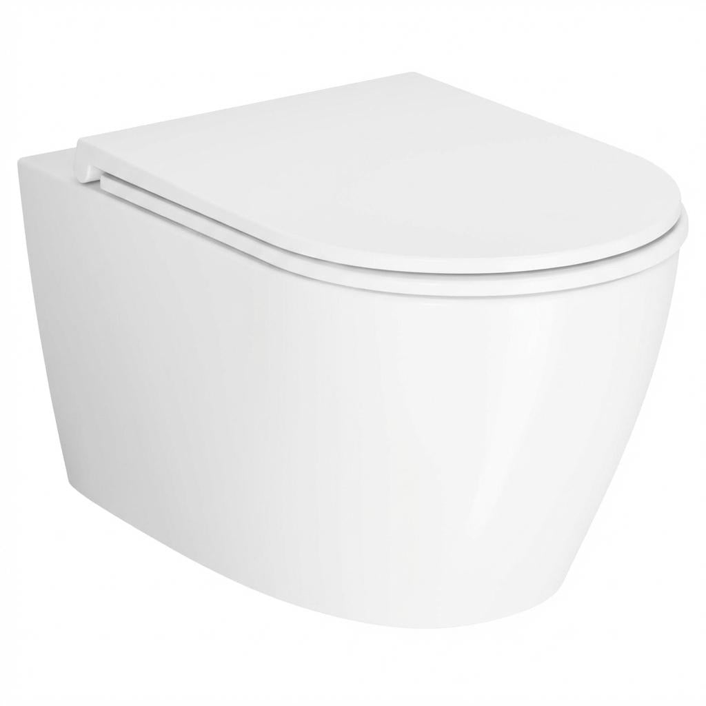 Garvee Modern Slim Wall-Mounted Toilet, Ultra Thin Cover Easy Clean Ceramic , Durable and Space Saving Design, White