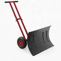 Garvee 29"W X 20"H Snow Pusher Shovel with Wheels,Heavy Duty Steel Snow Shovel with Wheels,Angled Blade Efficient Snow Removal With5-Position Angled Blade & Adjustable Handle for Doorway, Sidewalk