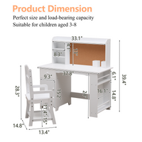 Garvee Kids Study Desk and Chair Set with Bookshelf, Bulletin Board, and Cabinets Perfect for Ages 3-8, White
