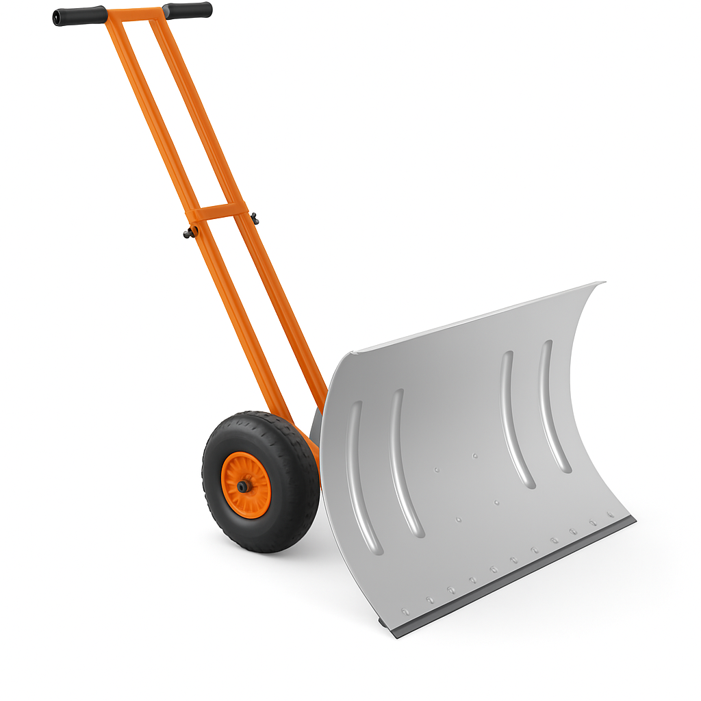 Garvee 29"W X 19.68"H Snow Pusher Shovel with Wheels,Heavy Duty Steel Snow Shovel with Wheels,Angled Blade Efficient Snow Removal With5-Position Angled Blade & Adjustable Handle for Doorway, Sidewalk,Sliver