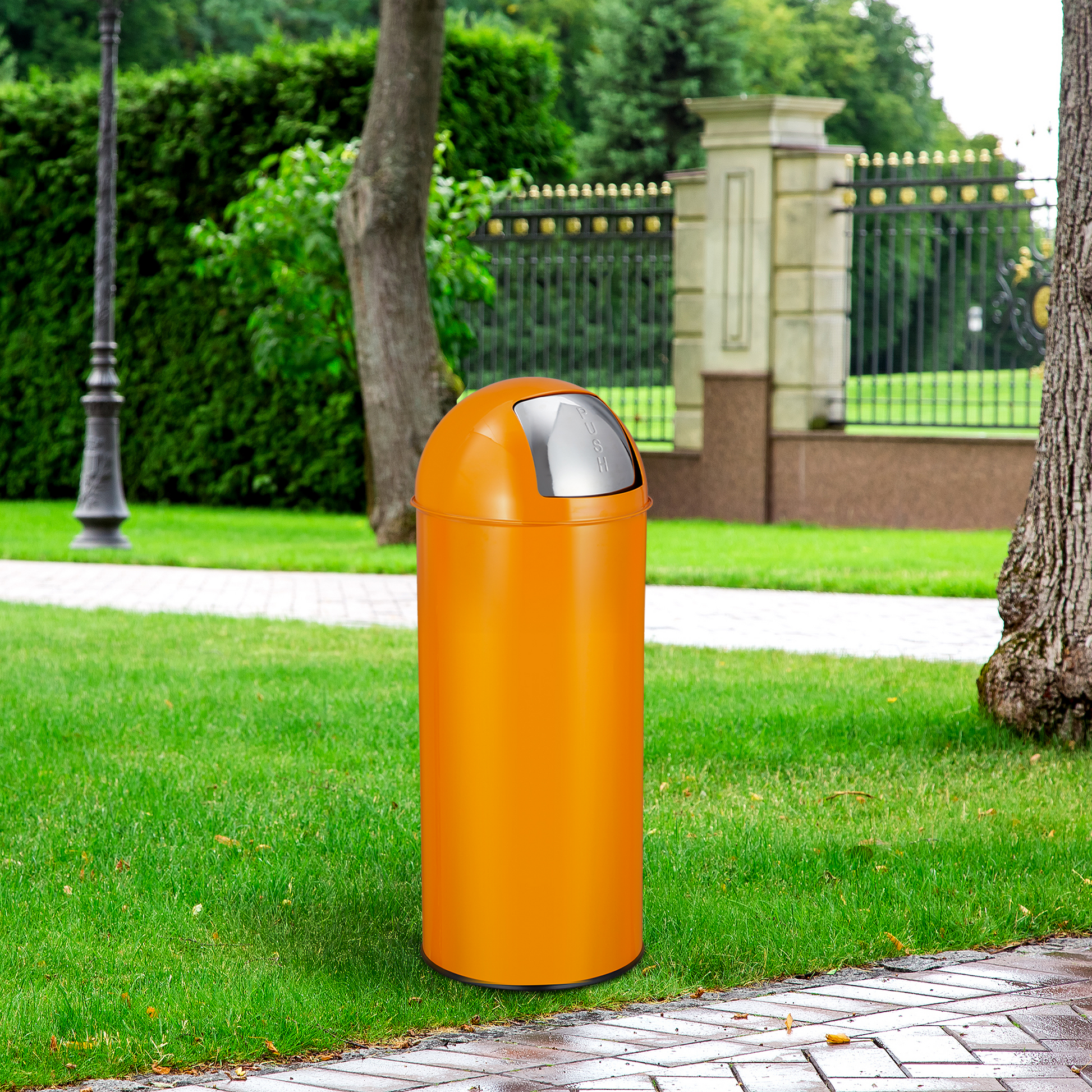 Garvee 17 Gal Push Lid Trash Can Heavy Duty Stainless Steel Odorless Anti-slip Base for Kitchen, Office, Restaurant