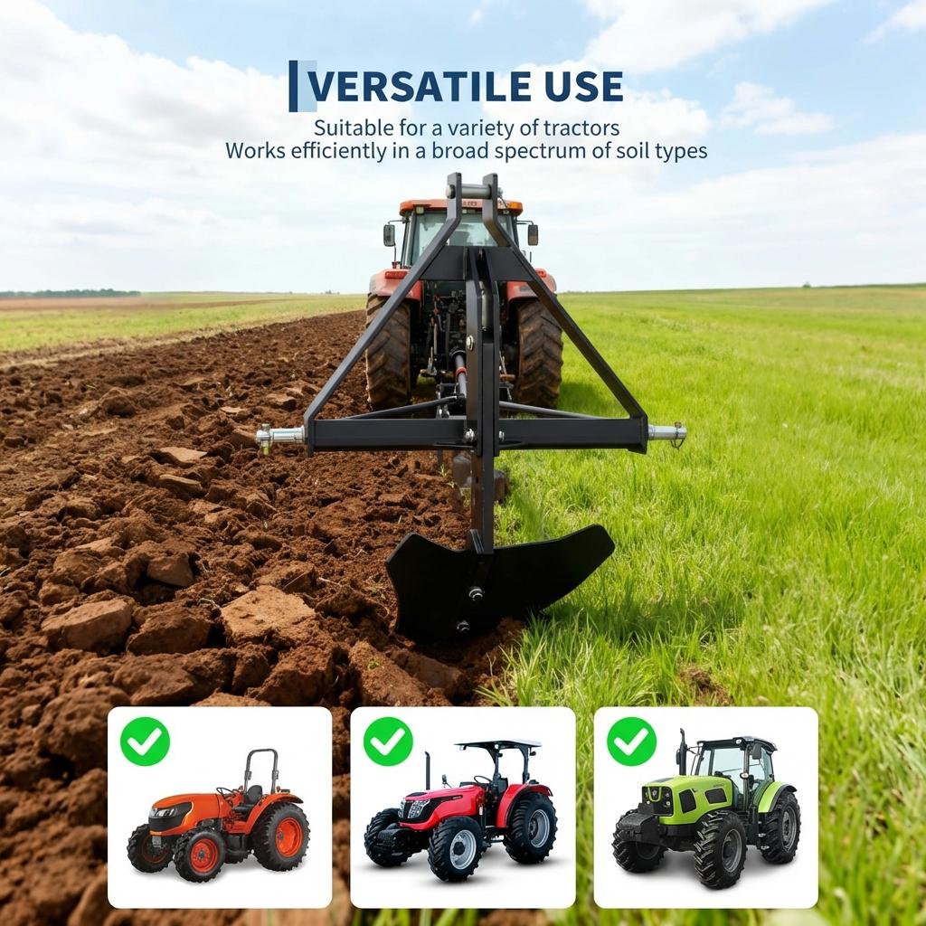 Garvee Heavy Duty Middle Buster Plow for Category 1, 3-Point Quick Hitch Tractor – Adjustable Subsoiler for Furrowing, Root Crop Harvest, Soil Breaking, Irrigation – Powder-Coated Steel Attachment, Black