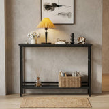 Garvee Slim Console Table 5.9" Narrow Sofa Table, 2 Tier Skinny Console Table with Adjustable Shelf, Slim Behind Couch Table for Living Room, Entryway, Hallway, Foyer - Black - Black