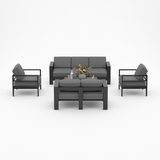 Garvee 5-Piece Dark Gray Aluminum Patio Furniture Set with Weather-Resistant Cushions, Heavy-Duty Frame, Removable Cushions, L-Shaped Sectional, Outdoor Lounge - Gray