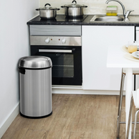 Garvee 17 Gallon Flip Top Trash Can, Commercial Grade Heavy Duty Brushed Stainless Steel Outdoor Trash Can, Large Kitchen Trash Can, Silver