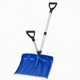 Garvee 17.7"W X 12.6"H Ergonomic Snow Shovel – Aluminum-Edged Blade with Assisted D-Ring Handle – Lightweight Snow Pusher for Patio, Garden, Yard – Blue Shovel with Silver Pole - Blue & White
