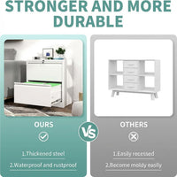 Garvee 2 Drawer File Cabinet with Lock, Metal Lateral File Cabinets for Home Office, Steel Wide Filing Organization Storage Cabinets for Hanging Files Letter/Legal/F4/A4 Size, White