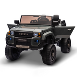 Garvee Ride P Series 24V Kids Electric Ride-On Car w/Parent Remote Control, 4WD/2WD Switch, Bluetooth Music, LED Lights & Shovel – 2-Seater Off-Road Toy for Over 3 Years, ASTM/CPSIA Certified - Grey