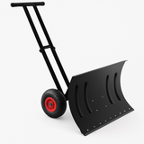 Garvee 29"Snow Pusher Shovel with Wheels,Heavy Duty Steel Snow Shovel with Wheels,Angled Blade Efficient Snow Removal With5-Position Angled Blade & Adjustable Handle for Doorway, Sidewalk - Black