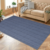 Garvee Modern Blue 8x10 Area Rugs for Living Room Washable, Boho Striped Print Large Bedroom Rug Soft Low Pile Dining Room Rugs, Modern Indoor Rugs Floor Carpet for Bedroom Nursery - Blue