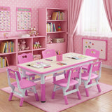 Garvee Kids 7 in 1 Table & Chairs Set in Ergonomic Design, Height Adjustable, Max 300lbs for Home & Classroom Use, Pink - Pink