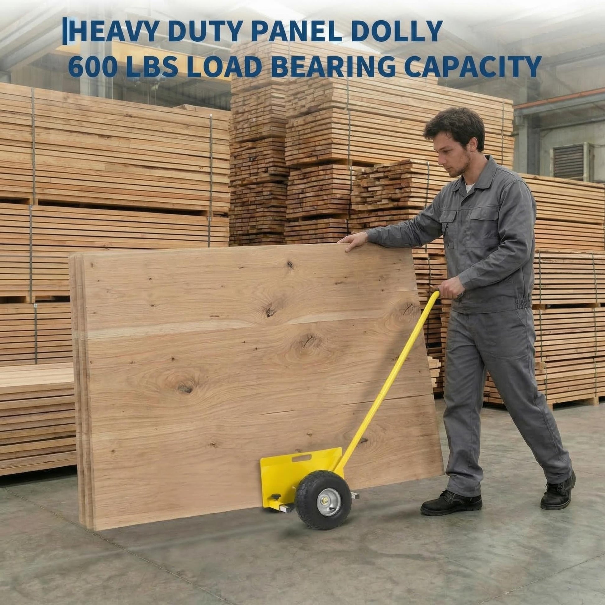 Garvee Panel Dolly Heavy Duty Drywall Cart with 660 lbs Capacity, 10" Rubber Wheels, Steel Frame, Adjustable Clamp, Extended Handle for Construction Sites