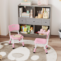 Garvee Set of 2 Kids Chairs in 3 Level Height Adjustable Design Suitable for Age 2-6 for Home Family Classroom Nursery Indoor Use, Pink