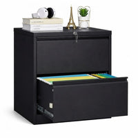 Garvee 2 Drawer File Cabinet with Lock, Metal Lateral File Cabinets for Home Office, Steel Wide Filing Organization Storage Cabinets for Hanging Files Letter/Legal/F4/A4 Size, Black