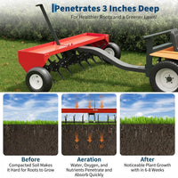 Garvee 48" Tow-Behind Lawn Plug Aerator for Tractor, Heavy-Duty Steel Core Tines, Universal Hitch, Weight Tray, Red