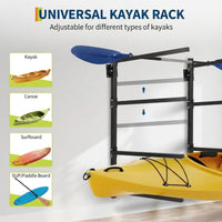 Garvee Heavy Duty Adjustable Kayak Storage Rack – 400 lbs Capacity Freestanding or Wall Mount Stand – Fits Kayak, Canoe, Paddle Board, SUP, Surfboard – For Indoor/Outdoor Garage – Black