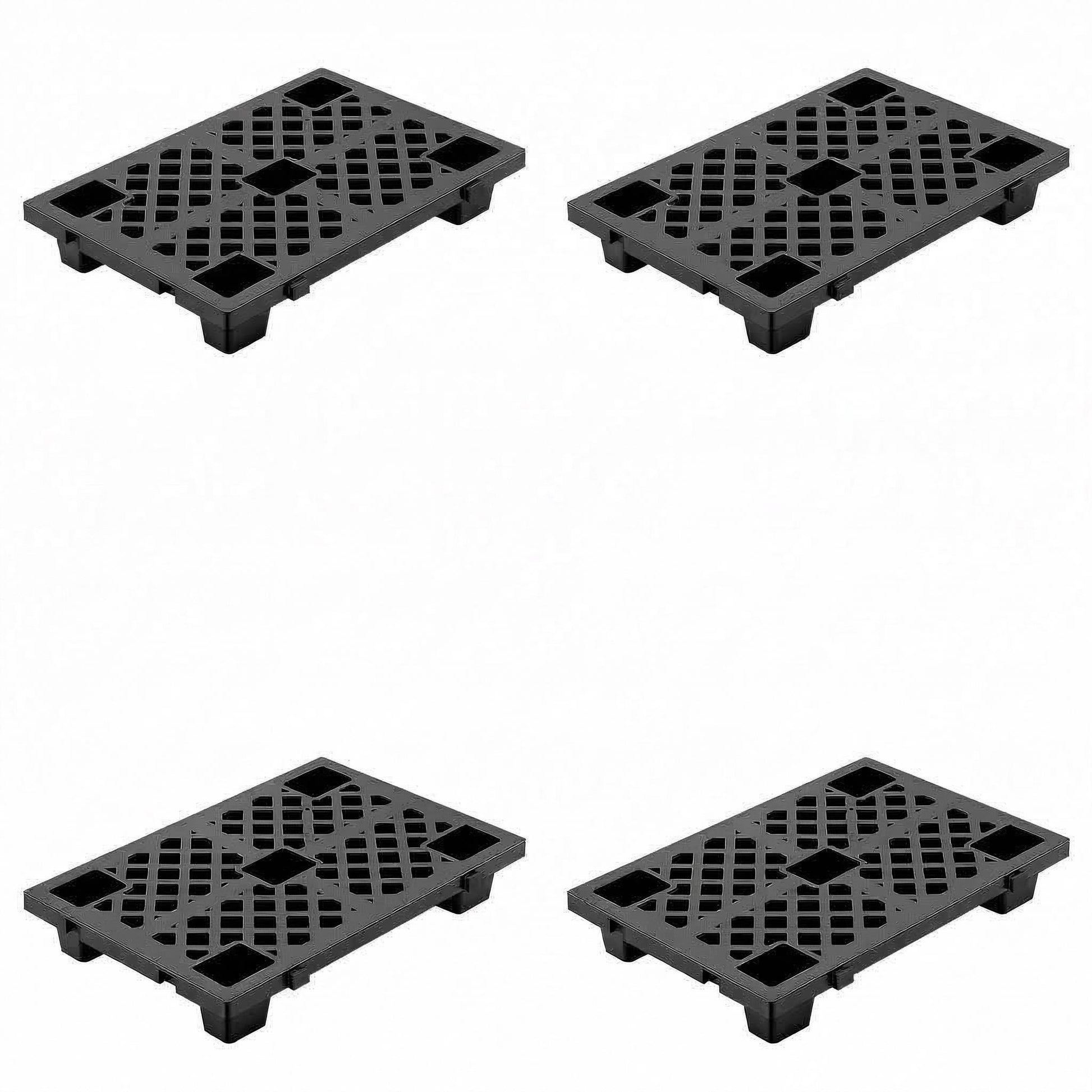 Garvee Heavy Duty Interlinked Plastic Pallet, Stackable Lightweight HDPE, Ventilated Grid, Waterproof & Damp-Proof, Material Handling for Warehouse, Garage, Black, 4 Pack, Specs: 4 pieces Black
