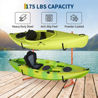 Garvee Heavy Duty Freestanding Kayak Storage Rack – Adjustable Steel Stand for 2 or 4 Kayaks, Canoes, Paddleboards, Surfboards – Padded Arms, Indoor/Outdoor Organizer – Orange Color