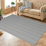 Garvee Modern Grey 8x10 Rug for Living Room, Boho Striped Print Washable Area Rug for Bedroom Soft Ultra Thin Indoor Floor Carpet, Modern Non-Slip Large Area Rugs for Dining Room - Gray