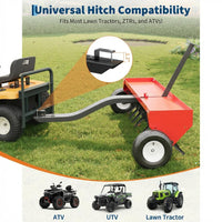 Garvee 48" Tow-Behind Lawn Plug Aerator for Tractor, Heavy-Duty Steel Core Tines, Universal Hitch, Weight Tray, Red