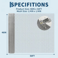 Garvee 48inch x 50ft Hardware Cloth 1/4 inch Chicken Wire Fencing 23Ga, Hot Dipped Galvanized After Welding Garden Plant Supports Welded Metal Chicken Wire Fence, Poultry Animal Netting Cage Screen