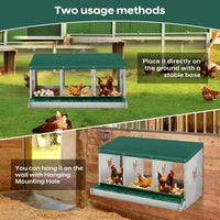 Garvee Chicken Nesting Box, 3 Room Galvanized Steel Laying Boxes, Metal Nesting Boxes for Hens with 10 Pads & 4 Fake Eggs, Easy Egg Collection, Vented Holes Poultry Nest for Chicken Coop, Green