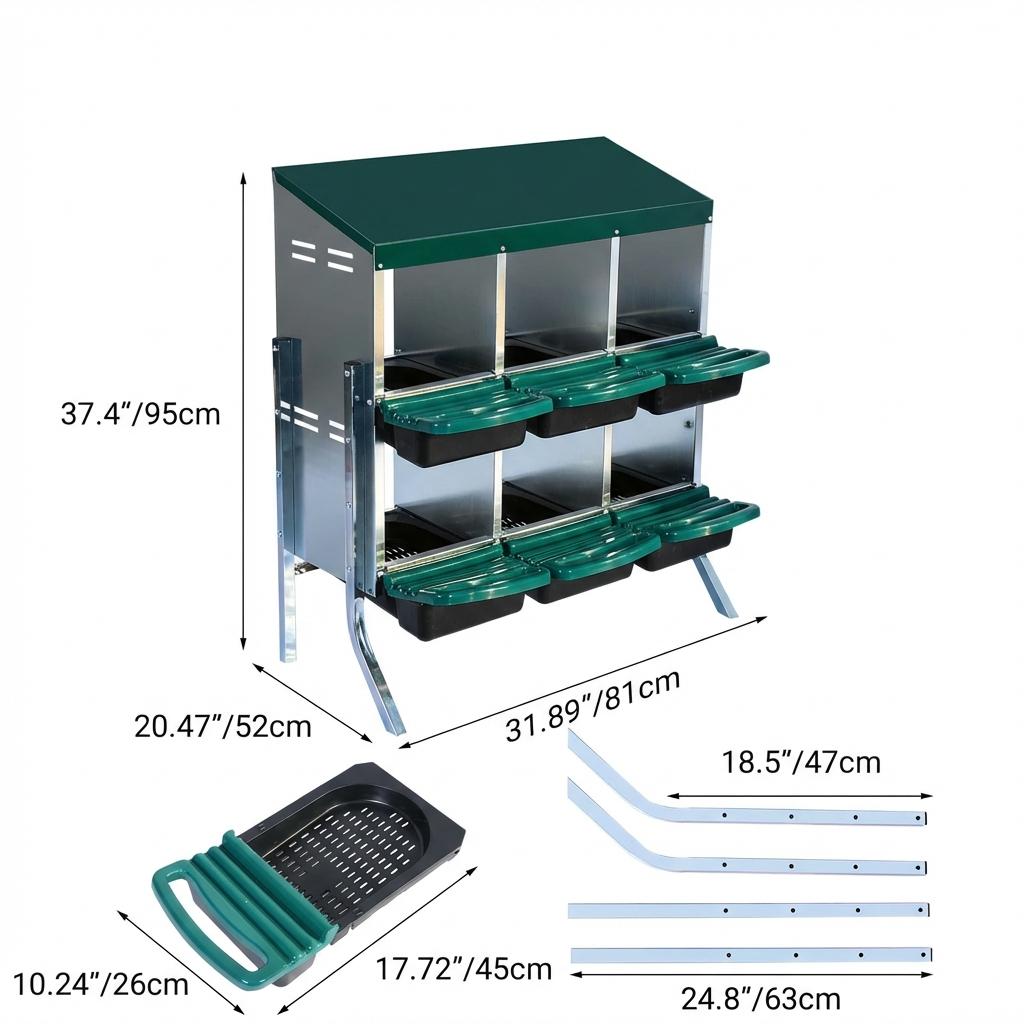 Garvee Homestead Chicken Coop Kit: Large Predator-Proof Poultry Run, Roll-Away Nesting Box, Climbing Gym, Cleaning spatula & Automatic Feeder - Comfort for 5-8 Hens