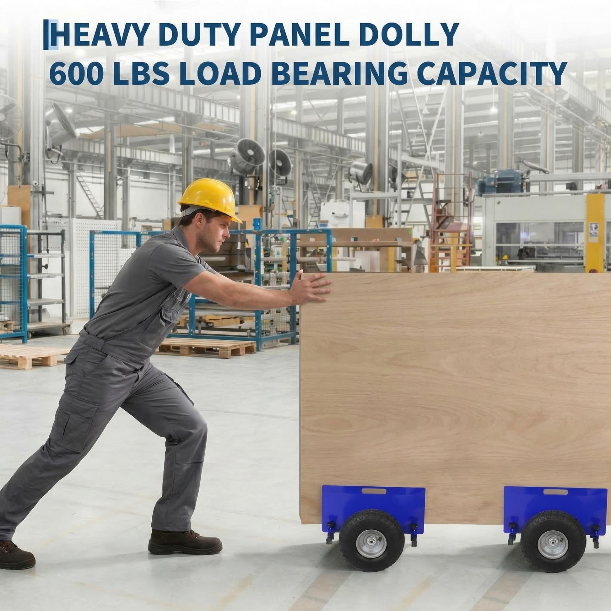 Garvee Heavy Duty Panel Dolly Cart – 660 lbs Capacity, Extended Handle, Durable Steel Build, 10" Sturdy Rubber Wheels – Great for Sheetrock, Plywood, Wood, Doors, Furniture – 2PC Blue