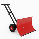 Garvee 29"W X 19.8"H Snow Shovel with 7-Position Angled Blade & Adjustable Handle, Heavy Duty Metal Snow Pusher Shovel with Wheels for Driveway, Doorway, Sidewalk, Pavement - Red & Black
