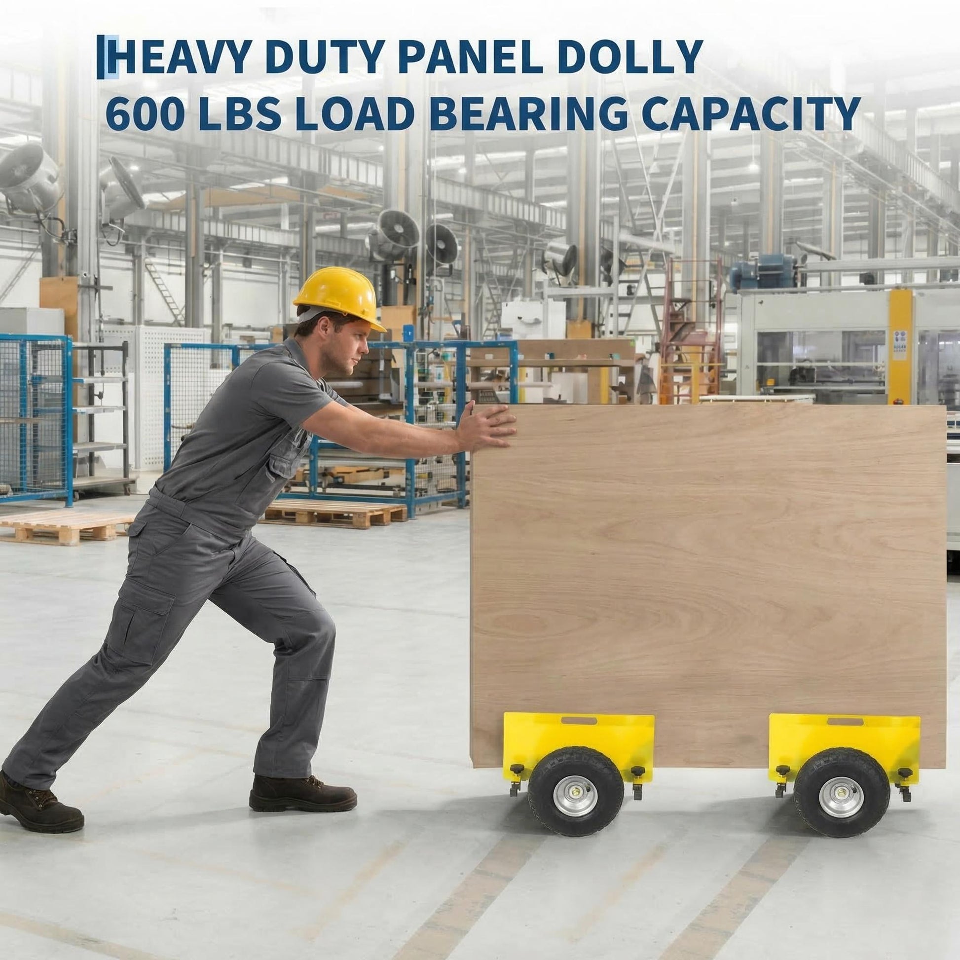 Garvee Panel Dolly Heavy Duty Drywall Cart with 660 lbs Capacity, 10" Rubber Wheels, Steel Frame, Adjustable Clamp, Extended Handle for Construction Sites