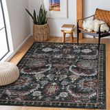 Garvee Washable 9x12 Area Rugs, Vintage Large Indoor Rugs for Living Room Bedroom or Dining Room, Ultra-Thin Soft Non-Slip Floor Carpet Foldable,, Black/Rust - Red Black