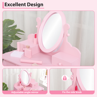 Garvee Kids Vanity Set with Adjustable Angle Mirror, Drawers and Stool Suitable for Age 3-10, Pink
