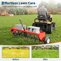 Garvee 48" Tow-Behind Lawn Plug Aerator for Tractor, Heavy-Duty Steel Core Tines, Universal Hitch, Weight Tray, Red