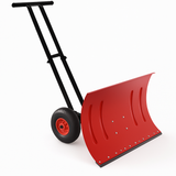 Garvee 29"W X 16.5"H Snow Pusher Shovel with Wheels,Heavy Duty Steel Snow Shovel with Wheels,Angled Blade Efficient Snow Removal With5-Position Angled Blade & Adjustable Handle for Doorway, Sidewalk - Red