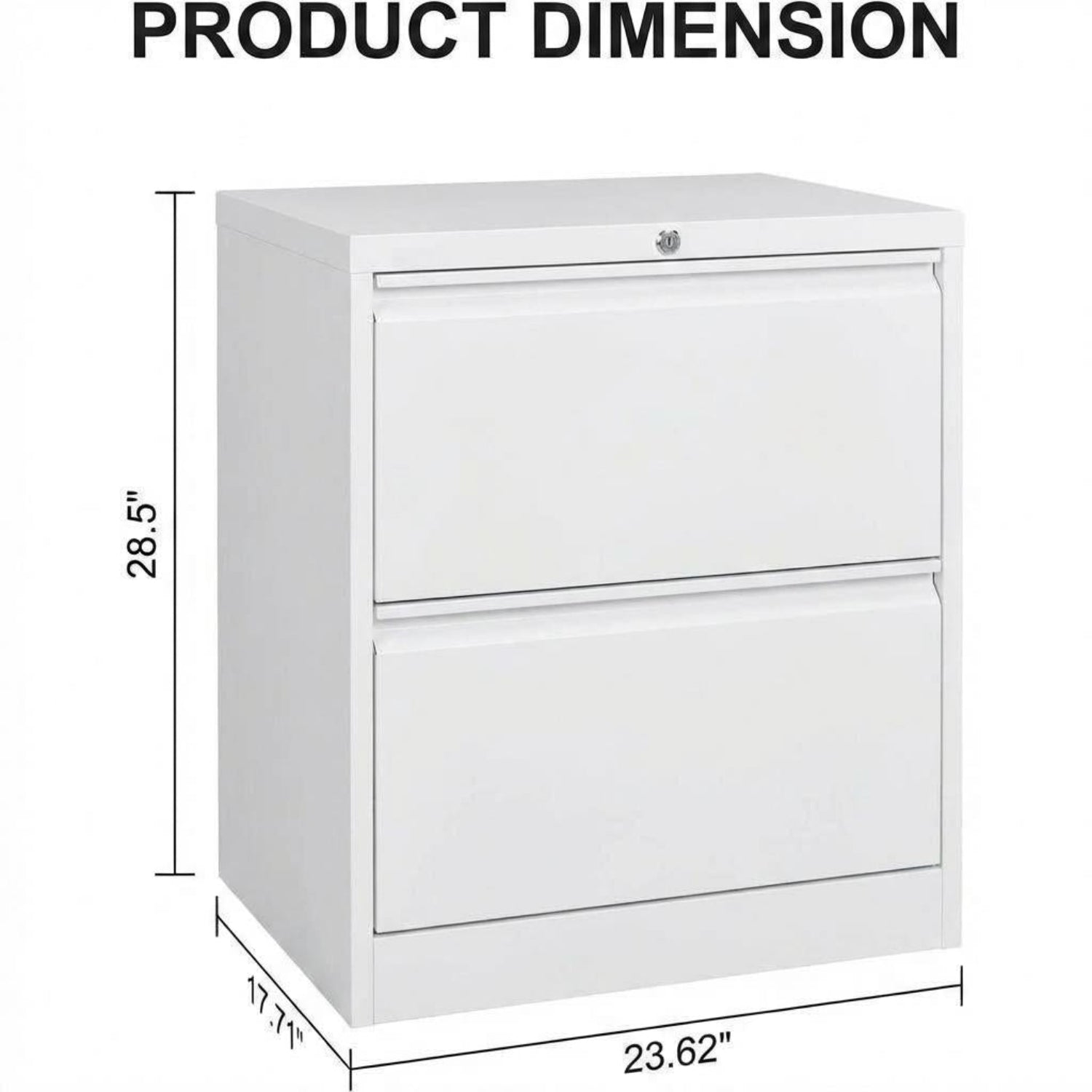 Garvee 2 Drawer File Cabinet with Lock, Metal Lateral File Cabinets for Home Office, Steel Wide Filing Organization Storage Cabinets for Hanging Files Letter/Legal/F4/A4 Size, White