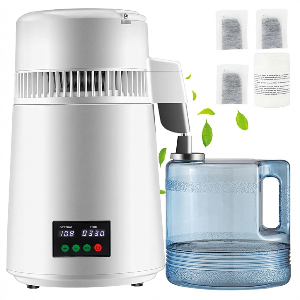 Garvee Gallon Water Distiller 4L Stainless Steel Countertop Distiller with Dual Temperature Display for Home and Office, Food-Grade Safety, Fast High-Capacity