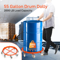 Garvee 55 Gallon Drum Dolly, 2000 LBS Capacity Heavy Duty Drum Dolly with 8 Caster Wheels, Trash Can Dolly Non-Tipping Hand, Orange Steel Frame Barrel Dolly
