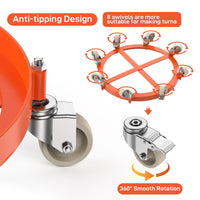 Garvee 55 Gallon Drum Dolly, 2000 LBS Capacity Heavy Duty Drum Dolly with 8 Caster Wheels, Trash Can Dolly Non-Tipping Hand, Orange Steel Frame Barrel Dolly